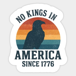 No Kings in America Since 1776 – Retro Sunset Bald Eagle Patriotic Design Sticker